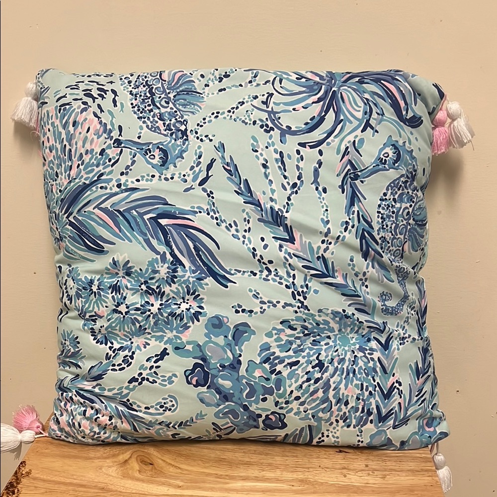 Lilly Pulitzer Blue and Pink Pillow